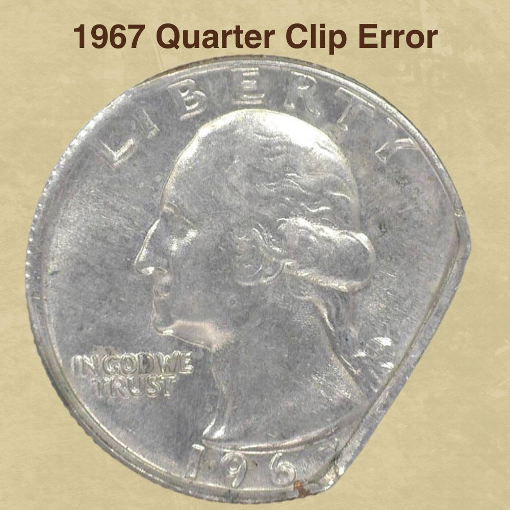 Clipped planchet error 25 cents.